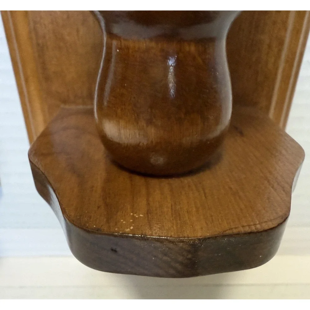 Vintage MCM Wood Glass Candle Holder Wall Sconce - Size 15 x 5